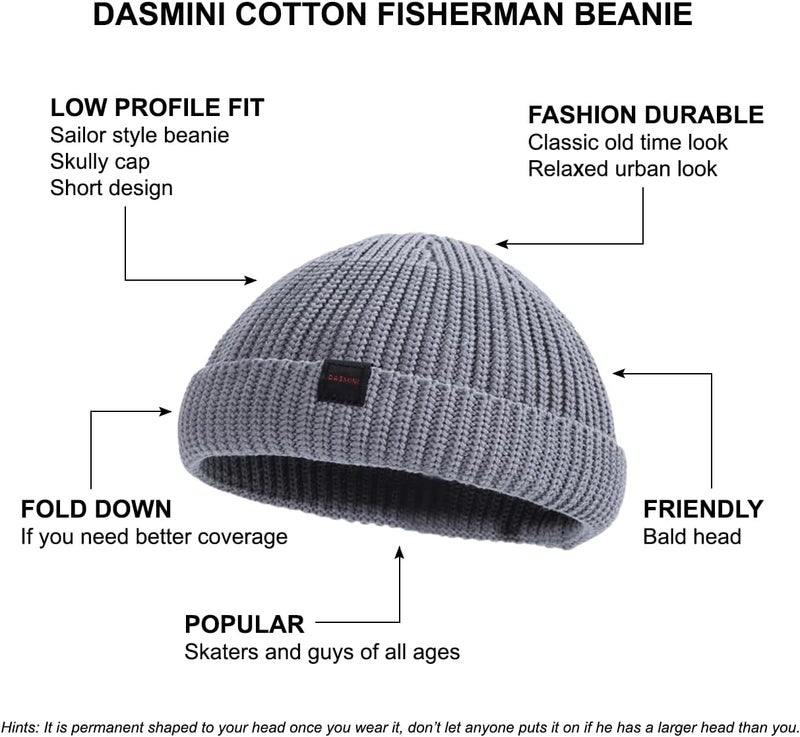 DASMINI Fisherman Beanie Hats for Men Women,Knit Trawler Skull Cap,Watch Cap,Spring Fall Winter Warm Short Hats - Image 4